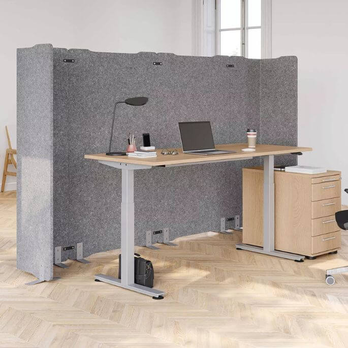 Cloison acoustique amovible autoportante grise 100 x 2,5 x 180 cm